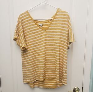 Yellow and White Striped Ruffled Shirt